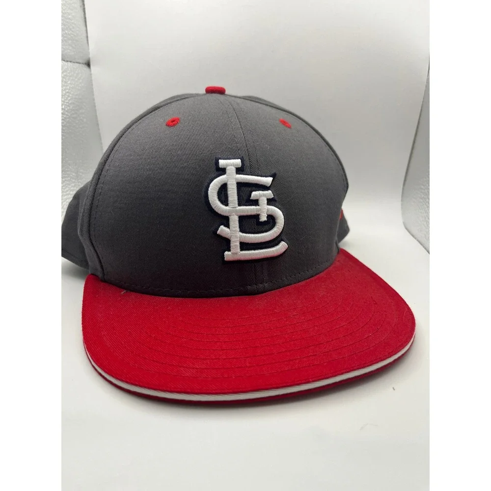 New Era 59FIFTY St Louis Cardinals MLB Hat Grey Red Fitted 7 3/8 Flat Bill Cap